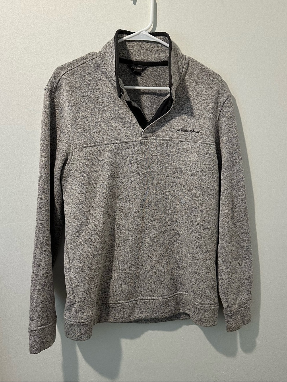 Eddie Bauer Heather Gray Button - Up Sweater Pullover